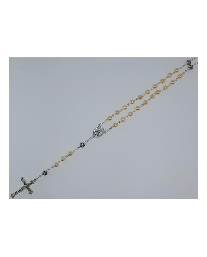 ROSARY PEARL 6MM + ROSE ZAMAC