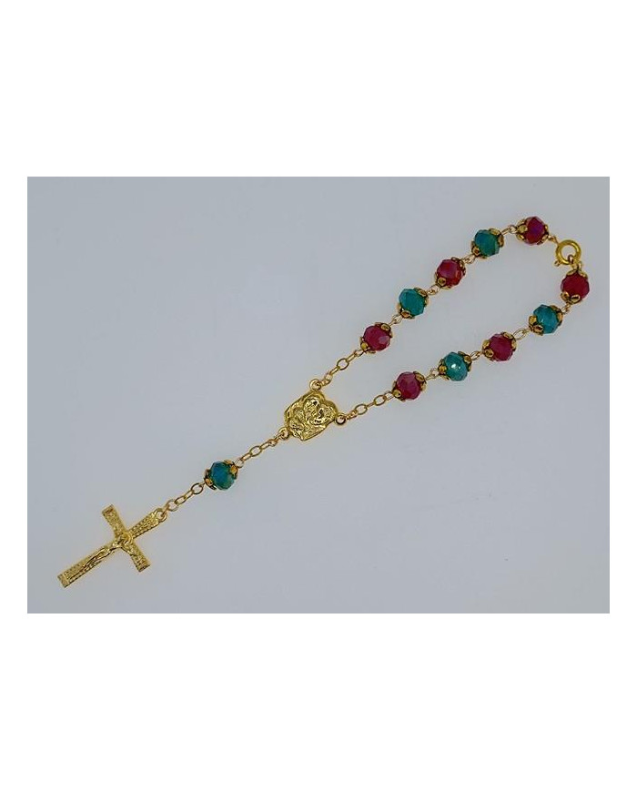 DEZENA ANILHAS CRISTAL 6X8MM NATAL OURO C/ FECHO