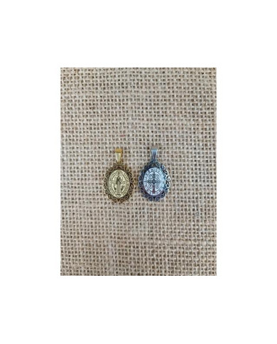 MEDALHA ACO 25MM OVAL TRAB. SAO BENTO