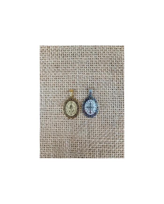 MEDALHA ACO 25MM OVAL TRAB. SAO BENTO
