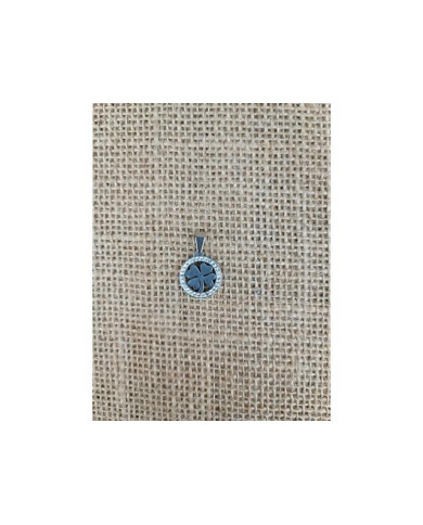 MEDALHA ACO RED 15MM BRILHANTES RECORT TREVO