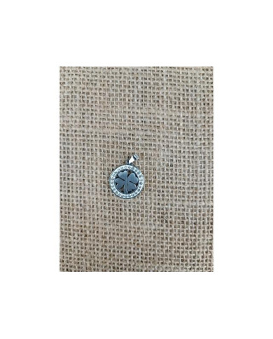 MEDALHA ACO RED 18MM BRILHANTES RECORT TREVO