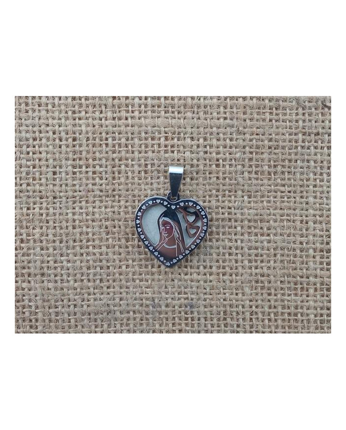 MEDALHA ACO 26MM CORACAO BUSTO