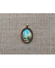 MEDALHA ACO 34MM OVAL FOTO APARICAO