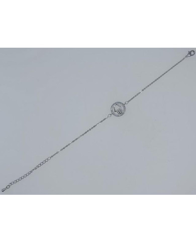 PULSEIRA CORRENTE ZIRCON C/CIRCULO C/MÃO PRATEADO