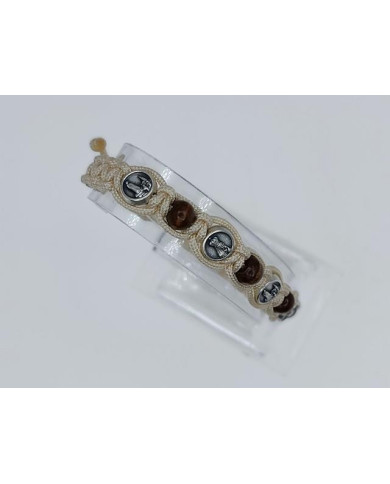 MACRAMÉ WOODEN BEAD BRACELET 6MM + ZAMAK NS