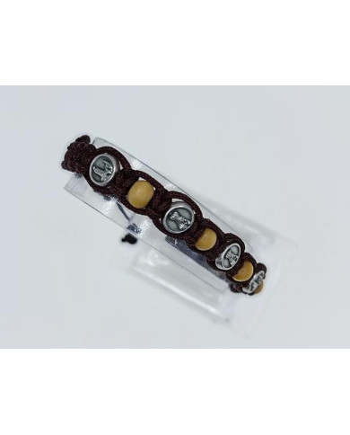 MACRAMÉ WOODEN BEAD BRACELET 6MM + ZAMAK NS