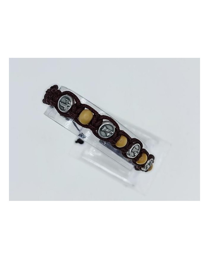 MACRAMÉ WOODEN BEAD BRACELET 6MM + ZAMAK NS