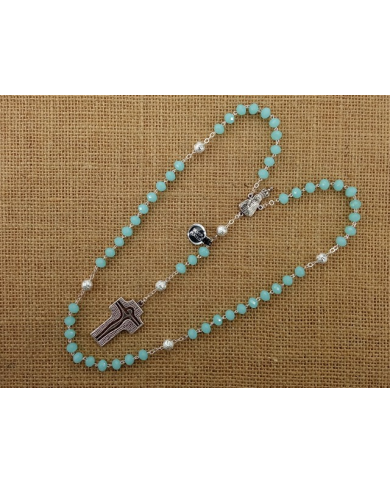 CRYSTAL ROSARY 8X6MM + 94 SILVER