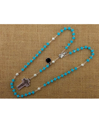 CRYSTAL ROSARY 8X6MM + 94 SILVER