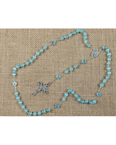 GLASS CATS EYE ROSARY + HOLY SPIRIT