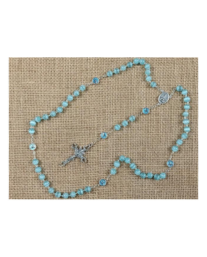 GLASS CATS EYE ROSARY + HOLY SPIRIT