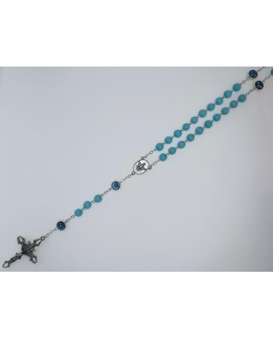 GLASS CATS EYE ROSARY + HOLY SPIRIT