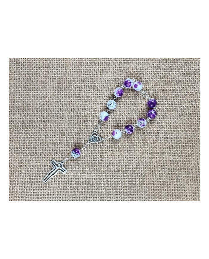 DECADE ROSARY GLASS FROSTED 12MM