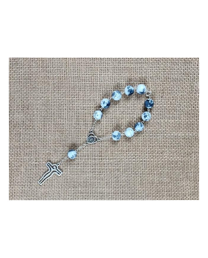 DECADE ROSARY GLASS FROSTED 12MM