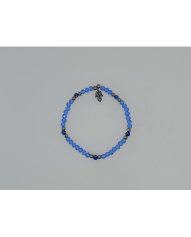 PULSEIRA ELAST MAO FATIMA INOX E CRISTAL 4X3MM