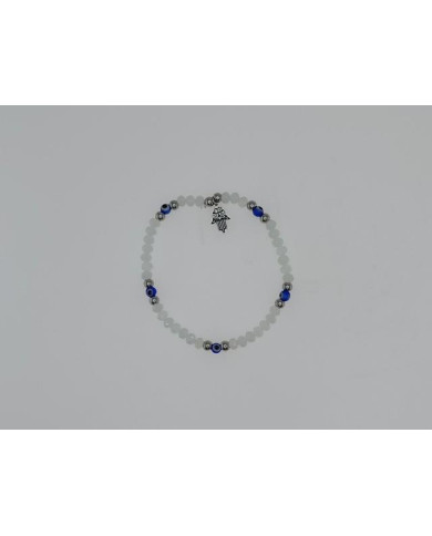 PULSEIRA ELAST MAO FATIMA INOX E CRISTAL 4X3MM