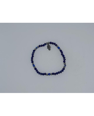 PULSEIRA ELAST MAO FATIMA INOX E CRISTAL 4X3MM