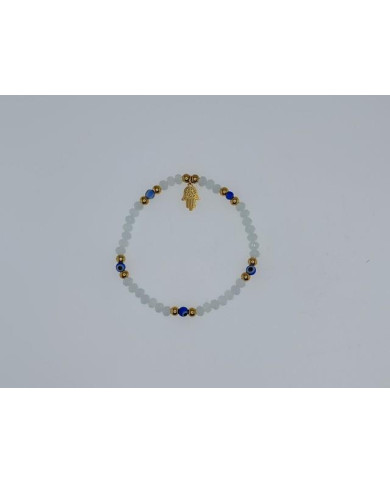 PULSEIRA ELAST MAO FATIMA INOX E CRISTAL 4X3MM