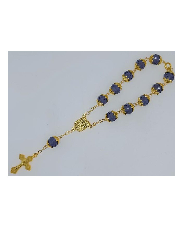 DEZENA CRISTAL 10X8MM C/AN DOURADO C/FECHO