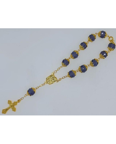 DEZENA CRISTAL 10X8MM C/AN DOURADO C/FECHO