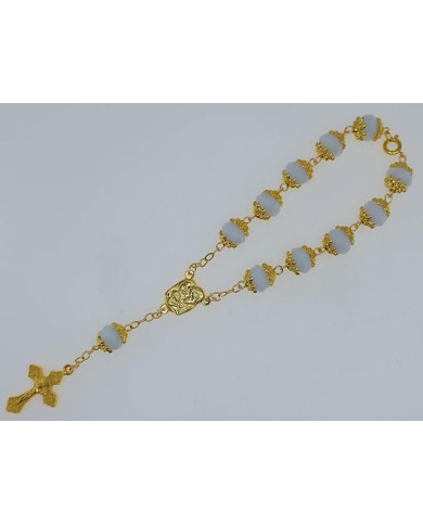 DEZENA CRISTAL 10X8MM C/AN DOURADO C/FECHO