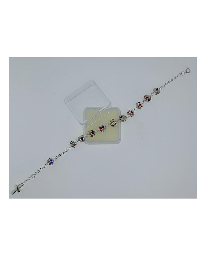 PULSEIRA STRASSBALL 8MM CRIST. MULTI PRATA