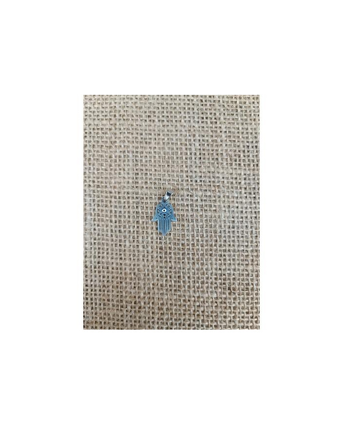 MEDALHA INOX 18MM MAO C/  OLHO TURCO