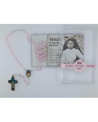 TERÇO SANTA JACINTA EM VIDRO 6MM ROSA