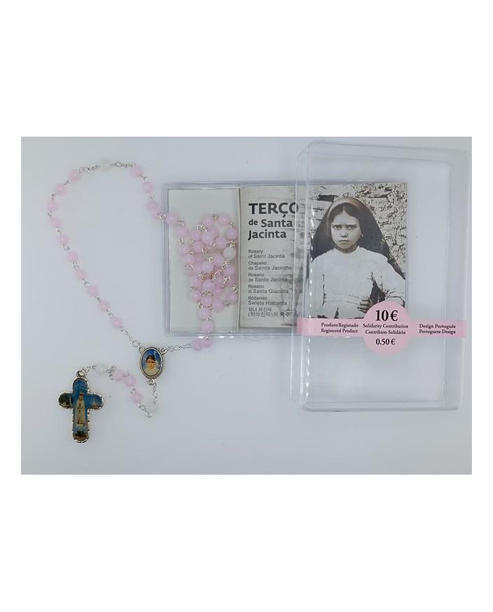 TERÇO SANTA JACINTA EM VIDRO 6MM ROSA