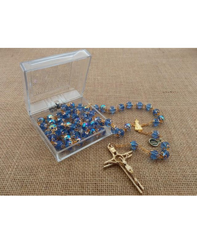 ROSARY CRYSTAL WITH 12MM RINGS AND GOLD BOX