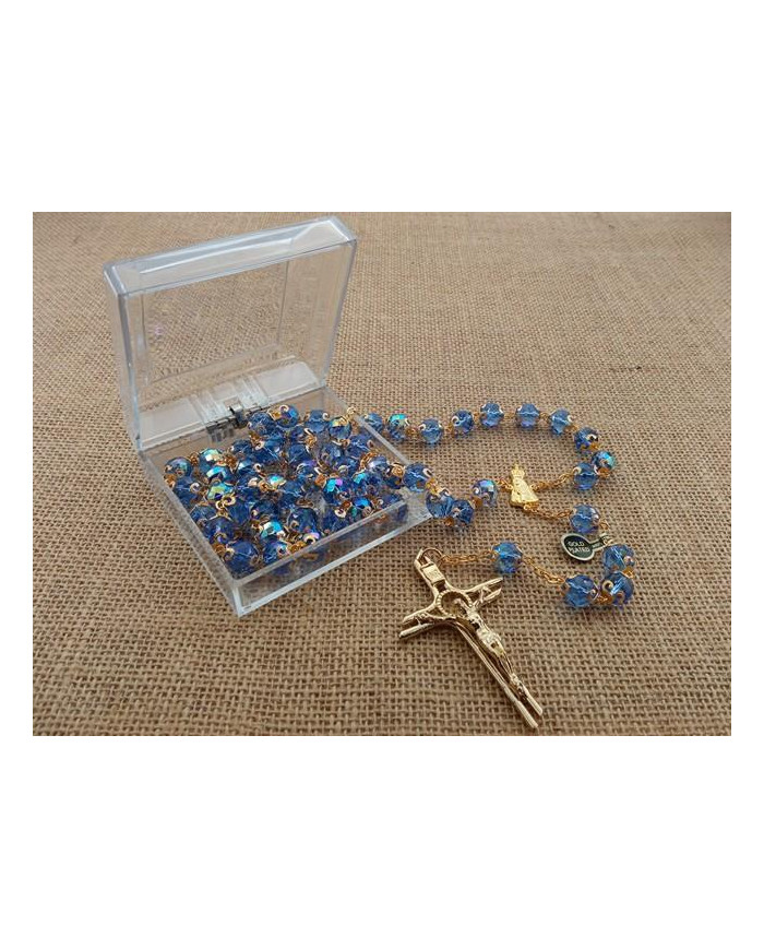 ROSARY CRYSTAL WITH 12MM RINGS AND GOLD BOX