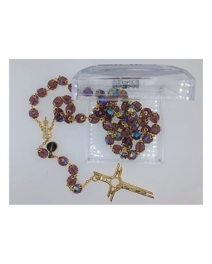 ROSARY CRYSTAL WITH 12MM RINGS AND GOLD BOX