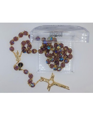 ROSARY CRYSTAL WITH 12MM RINGS AND GOLD BOX