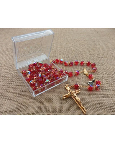 ROSARY CRYSTAL WITH 12MM RINGS AND GOLD BOX