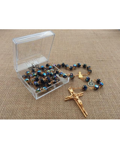 ROSARY CRYSTAL WITH 12MM RINGS AND GOLD BOX