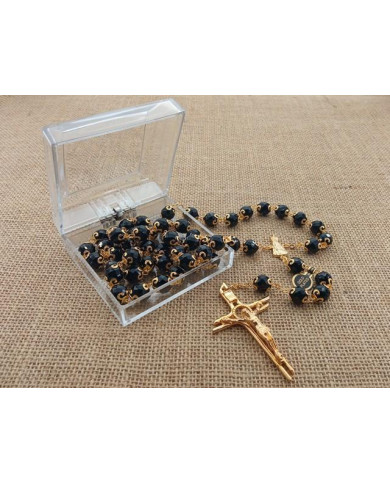 ROSARY CRYSTAL WITH 12MM RINGS AND GOLD BOX