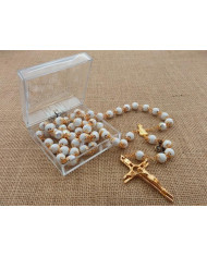 ROSARY CRYSTAL WITH 12MM RINGS AND GOLD BOX
