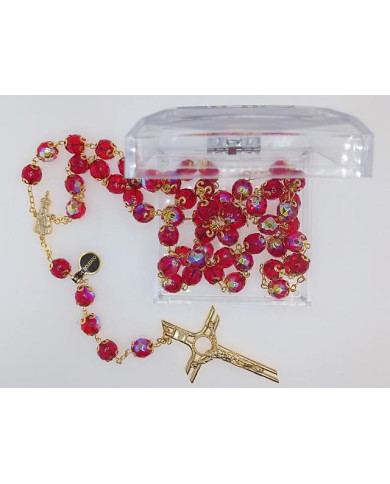 ROSARY CRYSTAL WITH 12MM RINGS AND GOLD BOX