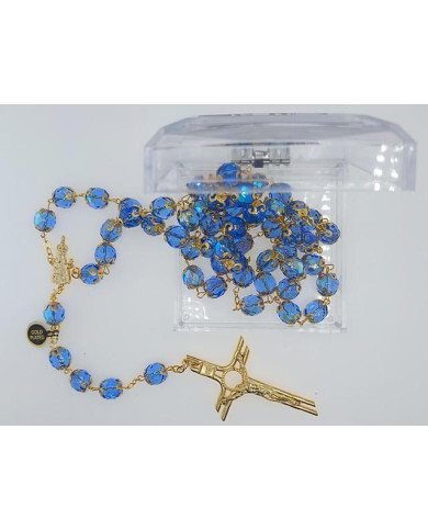 ROSARY CRYSTAL WITH 12MM RINGS AND GOLD BOX