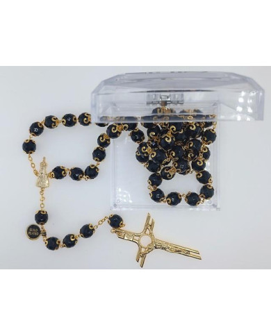 ROSARY CRYSTAL WITH 12MM RINGS AND GOLD BOX