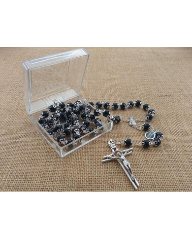 ROSARY CRYSTAL WITH 12MM RINGS AND SILVER BOX