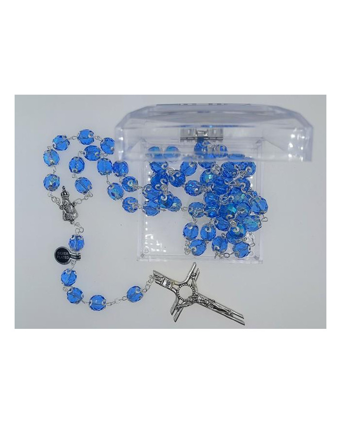 ROSARY CRYSTAL WITH 12MM RINGS AND SILVER BOX
