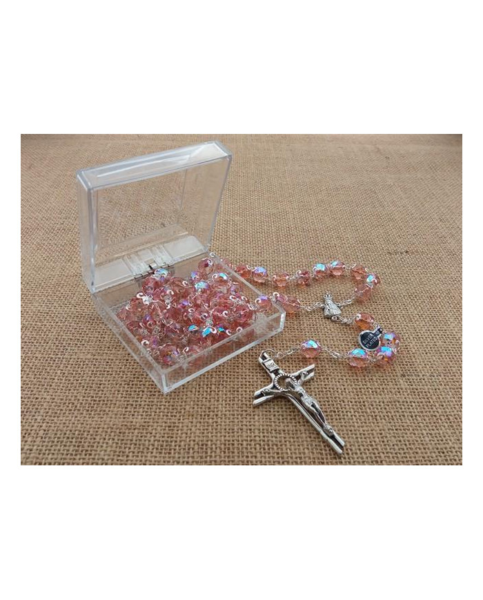 ROSARY CRYSTAL WITH 12MM RINGS AND SILVER BOX