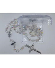 ROSARY CRYSTAL WITH 12MM RINGS AND SILVER BOX