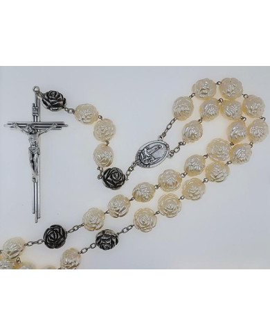 ROSARY WALL CHAINED PLASTIC 3D 25MM + OUR FATHER ROSARY OLD PINK SILVER