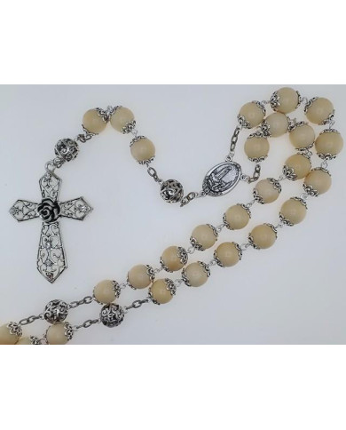 ROSARY WALL CHAIN WOODEN ROUND 18MM WITH RINGS + OUR FATHER BEAD 18MM