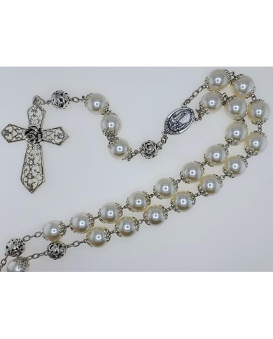 PLASTIC WALL CHAINED ROSARY 22MM WITH RINGS + OUR FATHER METAL