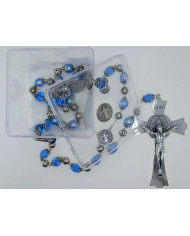 ROSARY WITH CAPS AND GLASS BEADS 12MM + ZAMAC SB WITH BOX