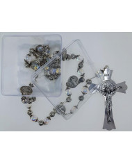 ROSARY WITH CAPS AND GLASS BEADS 12MM + ZAMAC SB WITH BOX
